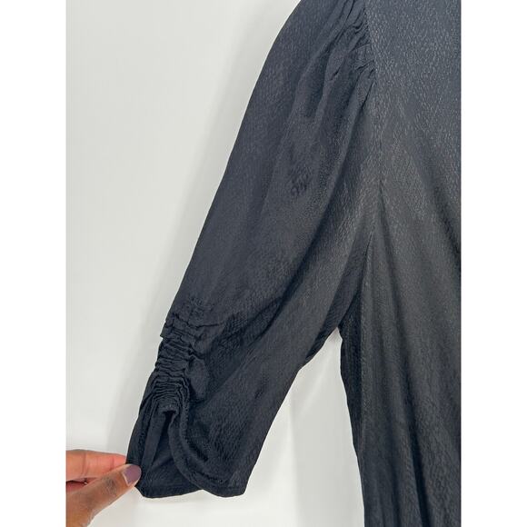 AFRM Black Maxi Nile Dress Snake Jacquard Print Short Sleeve Ruching Cocktail M - Picture 6 of 10